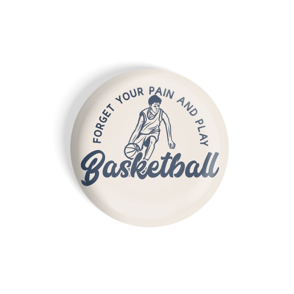 dhcrafts Round Fridge Magnet Sports Multicolour Forget The Pain And Play Basketball Glossy Finish Design Pack of 1 (75 mm)